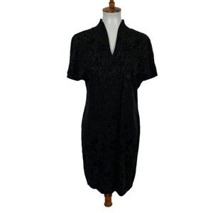 D’ore Black Silk Beaded‎ Dress 4 Vintage 90s Glam Party Formal Wear